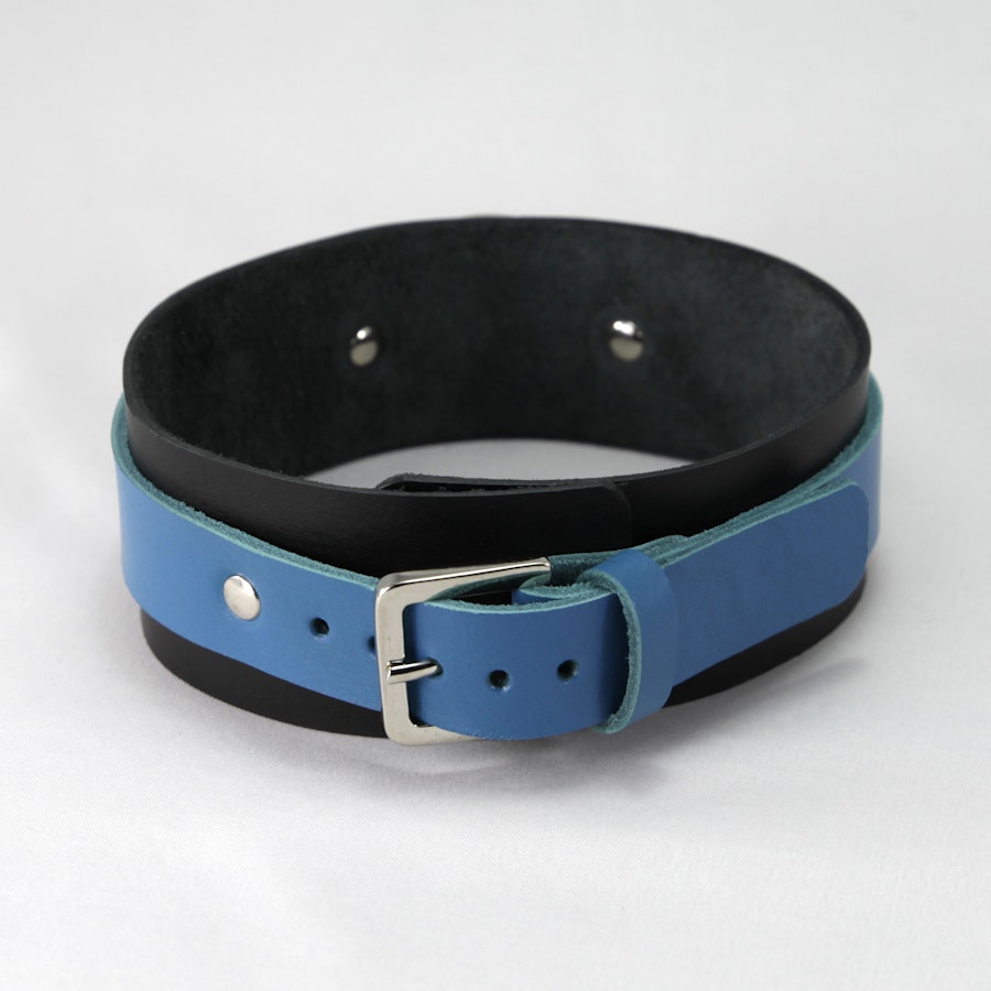 Leather Collar Black/Blue Image # 139137