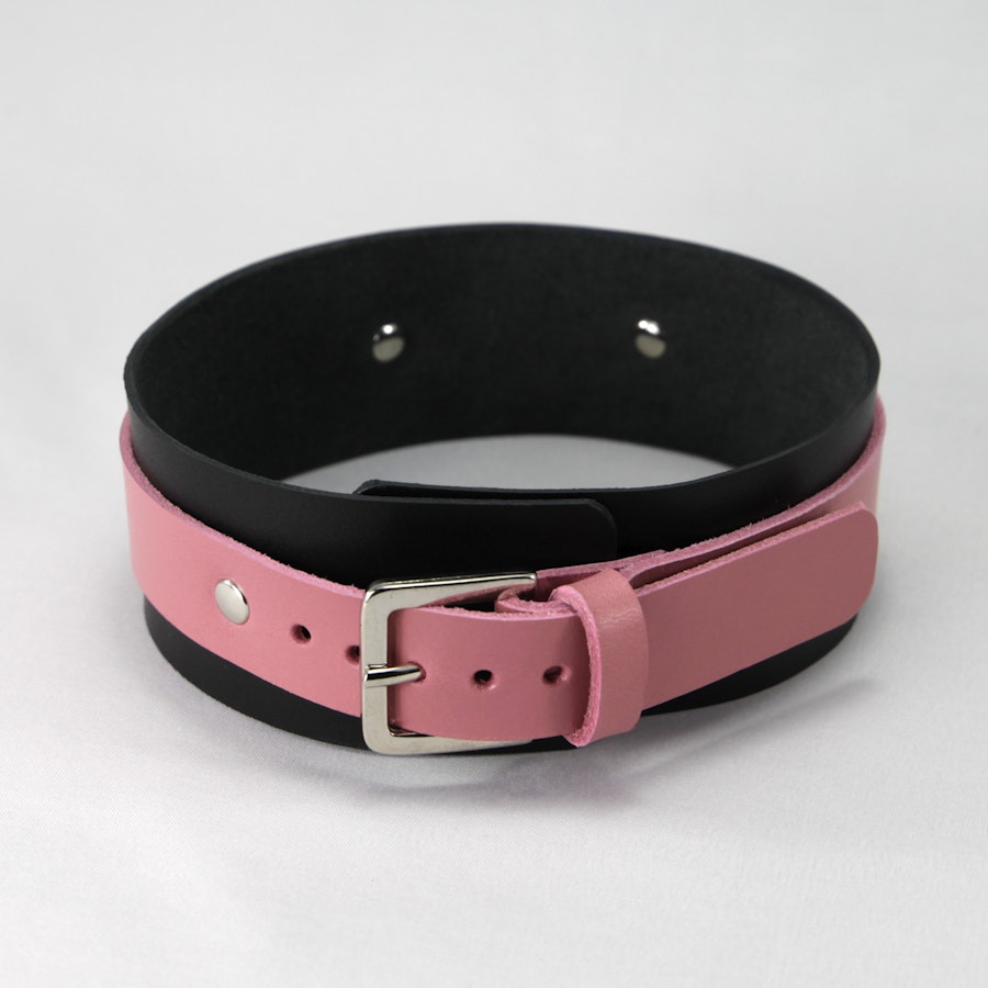 Leather Collar Black/Pink Image # 139141