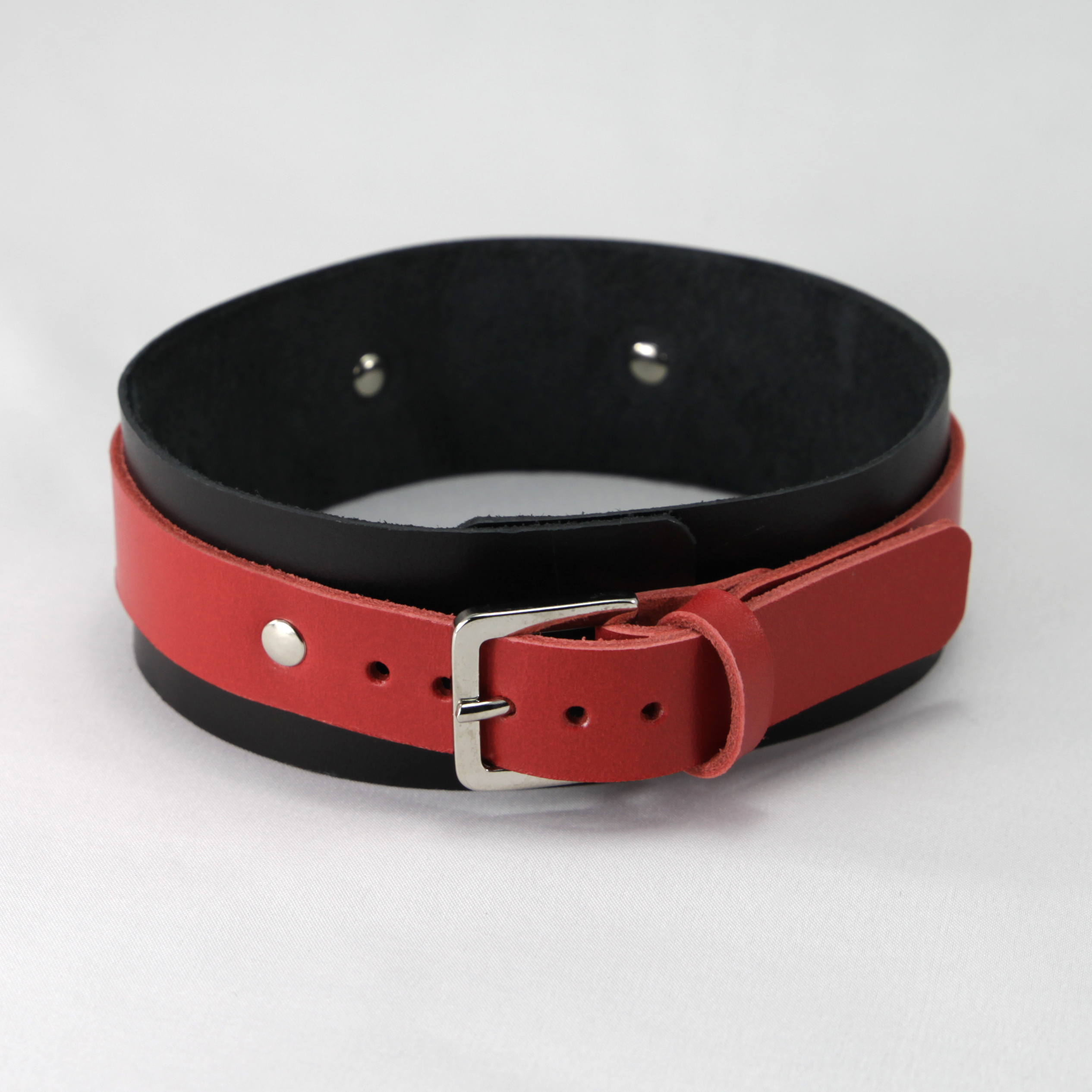 Leather Collar Black/Red photo