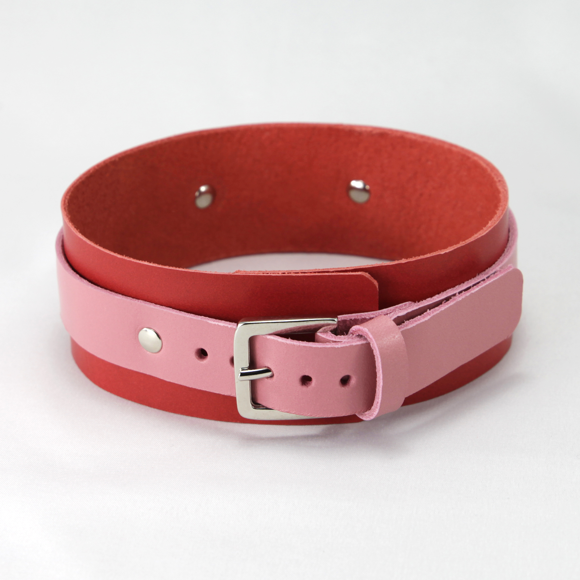 Leather Collar Red/Pink photo