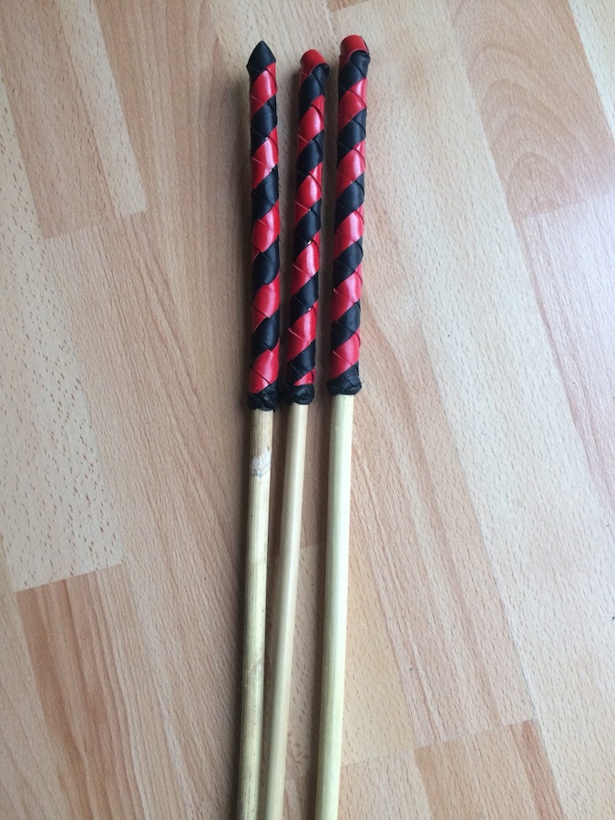 Dragon cane set. 3 different thicknesses, rattan BDSM canes - whippy dragon, medium dragon and chunky dragon cane. Image # 140444