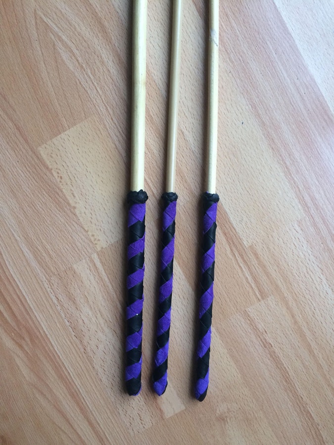 Dragon cane set. 3 different thicknesses, rattan BDSM canes - whippy dragon, medium dragon and chunky dragon cane. Image # 140448