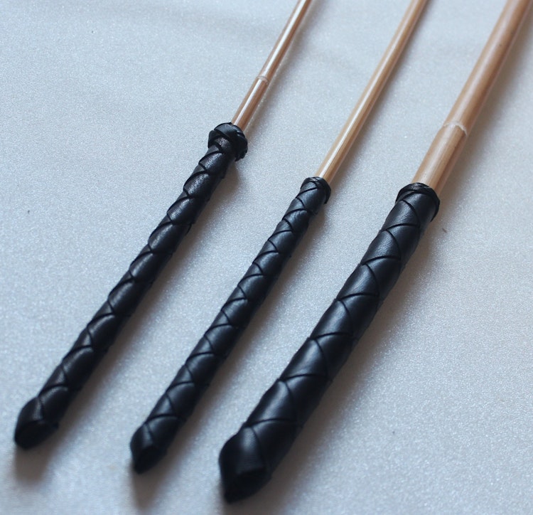 Dragon cane set. 3 different thicknesses, rattan BDSM canes - whippy dragon, medium dragon and chunky dragon cane. photo