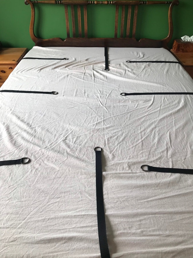 Below mattress bondage 8 point bed strap. Choose your bed size.