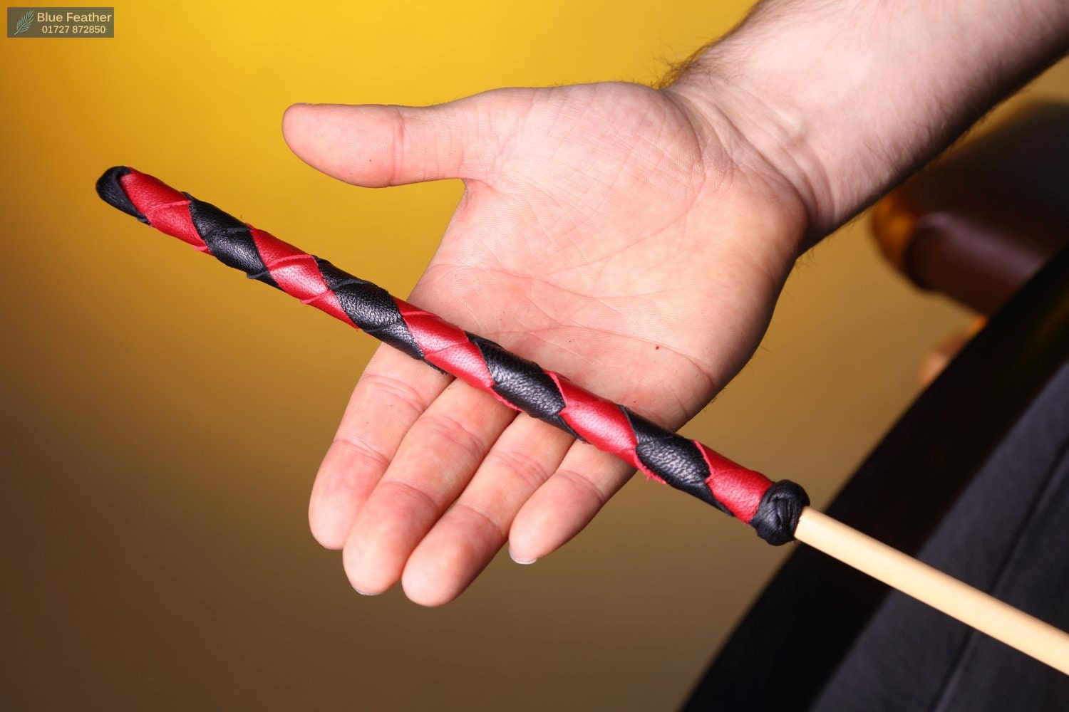 Dragon cane with braided leather handle. Select your thickness. Choose your handle colour. photo