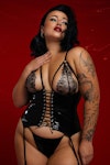 Corset Lingerie Plus Size Lace Up Vinyl Sexy Bustier Latex Laced Up Bustier w Thongs Corset Lingerie Plus Size Vinyl Sexy Bustier Top Black Thumbnail # 142944