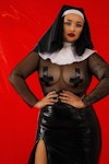 Role Play Lingerie Plus Size Sexy Nun Latex Dress Vinyl Mini Dress Plus Size • PVC Nun Dress Plus Size • Sexy Nun Vinyl Cosplay Outfit Thumbnail # 143174