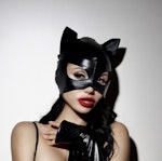 Sexy Cat Mask Black Cat Mask Gatto Mask Women Leather Cat Mask Sexy Half Face Eye Mask Cosplay Costume Halloween Cat Mask Adult Kinky BDSM Thumbnail # 142851