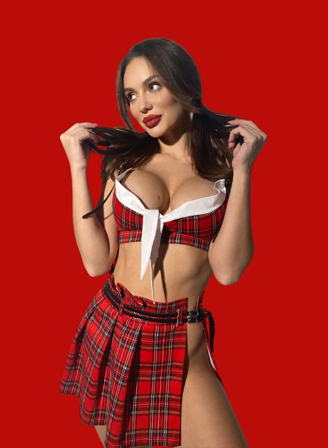 School Girl Role Play Dress Sexy School Uniform Red Pleated School Girl Skirt Sexy School girl Plus Outfit Role play lingerie Erotic Student Image # 142803