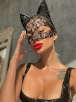 Sexy Lace Mask Sexy Catwoman Halloween Black Accessory Sexy Cat Ears Headband  RolePlay animal Accessory Black Cat Costume Masquerade Thumbnail # 143101