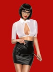 Women's Sexy Teacher Costume • Secretary Sexy Uniform Lingerie Open Bra Top Laced Up Pencil Skirt • Office Lady Cosplay role play costume Thumbnail # 142838