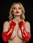 Red Fingerless Gloves Opera Gloves Latex Red Color Vinyl Gloves Red Women's Driving Gloves formal evening burlesque sleeves cover no fingers Thumbnail # 142832
