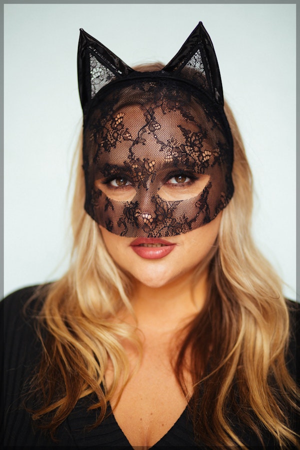 Sexy Catwoman Halloween Black Accessory Cat Ears Headband RolePlay animal Accessory for Black Cat Costume Lace Full Face Fetish Mask BDSM Image # 143116