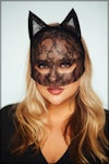 Sexy Catwoman Halloween Black Accessory Cat Ears Headband RolePlay animal Accessory for Black Cat Costume Lace Full Face Fetish Mask BDSM Thumbnail # 143116