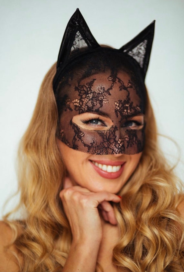 Sexy Catwoman Halloween Black Accessory Cat Ears Headband RolePlay animal Accessory for Black Cat Costume Lace Full Face Fetish Mask BDSM Image # 143117