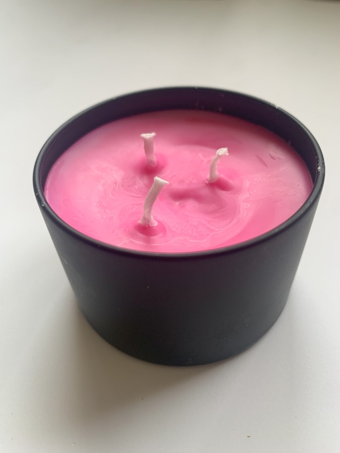 Pink - Metal Tin BDSM  Wax play candle 2.5'' x 1.5''