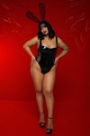 Plus Size Latex Bodysuit XL Vinyl Lace Bodysuit Sexy Plus-Size Clothing Sexy Bunny Costume for Easter Black XXL Girl Sexy Cosplay Costume Thumbnail # 143371