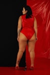 Red Plus size Latex Bodysuit 4X Vinyl Body One Piece • Sexy XL Bodysuit • Latex OpenCrotch • Vinyl High Neck Bodysuit with Zip Front Red Thumbnail # 143440