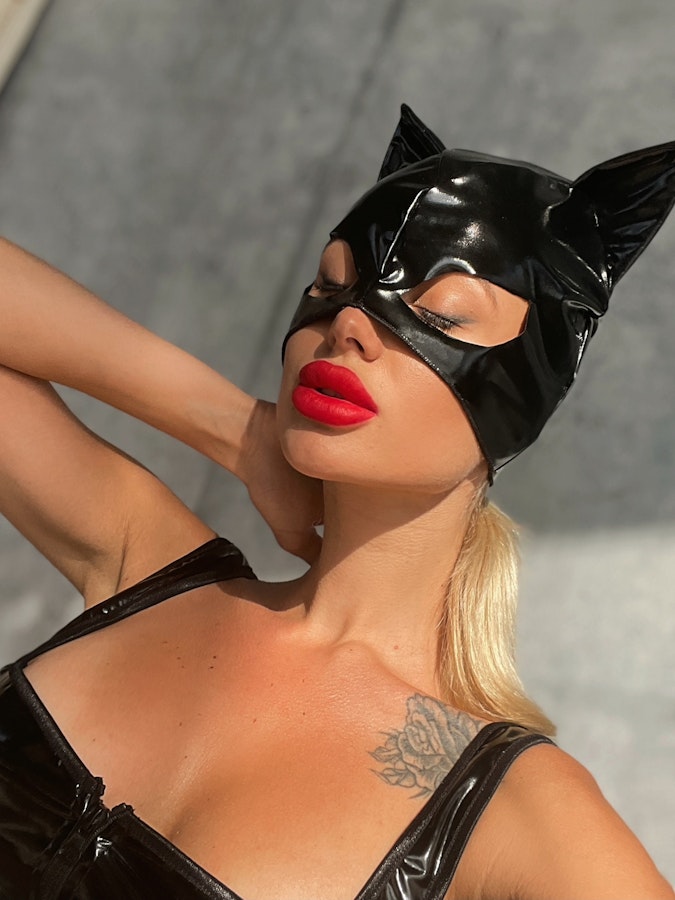Latex Sexy Cat Mask Cosplay Cat Mask Latex Cat Fetish Mask Black Adult Animal Play Accessories Animal Fetish BDSM Toys Latex Full Face Masks Image # 143260