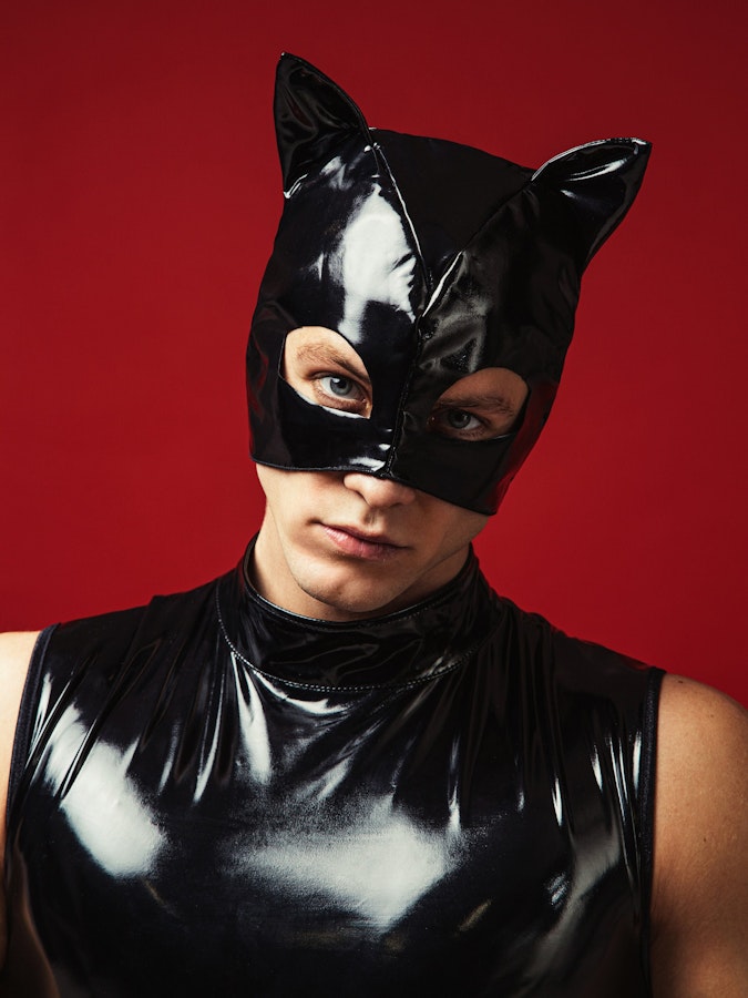 Latex Face Mask Men Latex Cat Costume Mask for Man Black Eye Mask Man Cosplay Mask Halloween Mask for Man Batman Mask