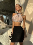 Sultry Maid Cosplay Ensemble: Lace Bralette, Versatile Skirt & Headband Erotic French Maid Lingerie Set Sexy Ladies Waiter Outfit Lace Skirt Thumbnail # 143269