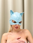Seductive and Mysterious Blue Latex Cat Mask Perfect for Masquerade Balls Alternative Fashion, and Intimate Occasions Kinky Face Masks BDSM Thumbnail # 143345