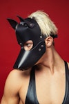 Leather Dog Mask Handmade High-Quality Animal Mask Unisex Leather Full Face Mask Dog Pet Play Leather Dog Mask Black Handmade Products Thumbnail # 143340