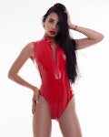 Sexy Red Latex Bodysuit - Perfect Valentine's Present, Sultry Red Lingerie for a Memorable Romantic Evening Valentine's Day Special Thumbnail # 214141