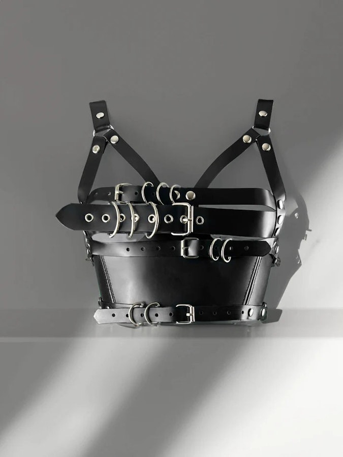 Leather Corset "Lexica" - Custom Made Corset, Plus Size Alternative Corset, Contemporary Corset Belt, Black Corset, Fashion Luxury Corset Image # 143817
