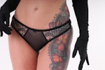 Black Lace Underwire Bra for Large Bust and Matching Thong Set Thumbnail # 146314