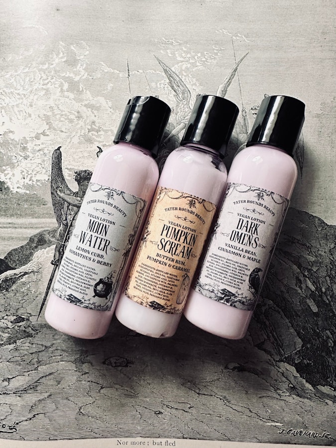 Lotion Potions -  Travel Size Vegan Body Lotion - Handmade Vegan Rich Scent Smooth Skin - Goth Gothic - Witchy - Wiccan