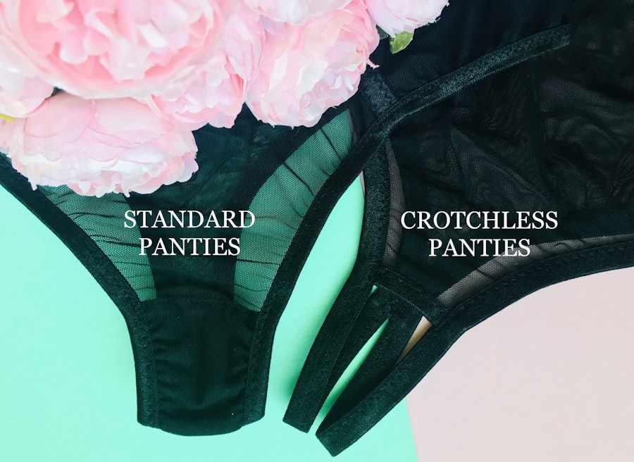 Black mesh lingerie set, Crotchless Panties, Open Cup Bra, Garter Belt Image # 146485