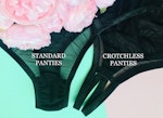 Open Crotch Open Cup Lingerie, Black white lace underwear, Strappy Harness set, Uncensored Lingerie Thumbnail # 146514