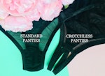 Black bra and panty set, Strap Lingerie Set, Body harness, handmade lingerie, black lingerie with green straps Thumbnail # 146617