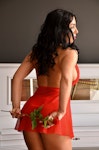 Red Sheer nightgown, lingerie see through night dress, lingerie set with panties Thumbnail # 146786