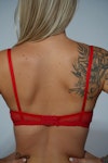 Soft Stretch Mesh Red Underwire Bra with Ruffle, Lingerie set, underwear women Thumbnail # 146794