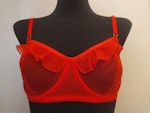 Soft Stretch Mesh Red Underwire Bra with Ruffle, Lingerie set, underwear women Thumbnail # 146795