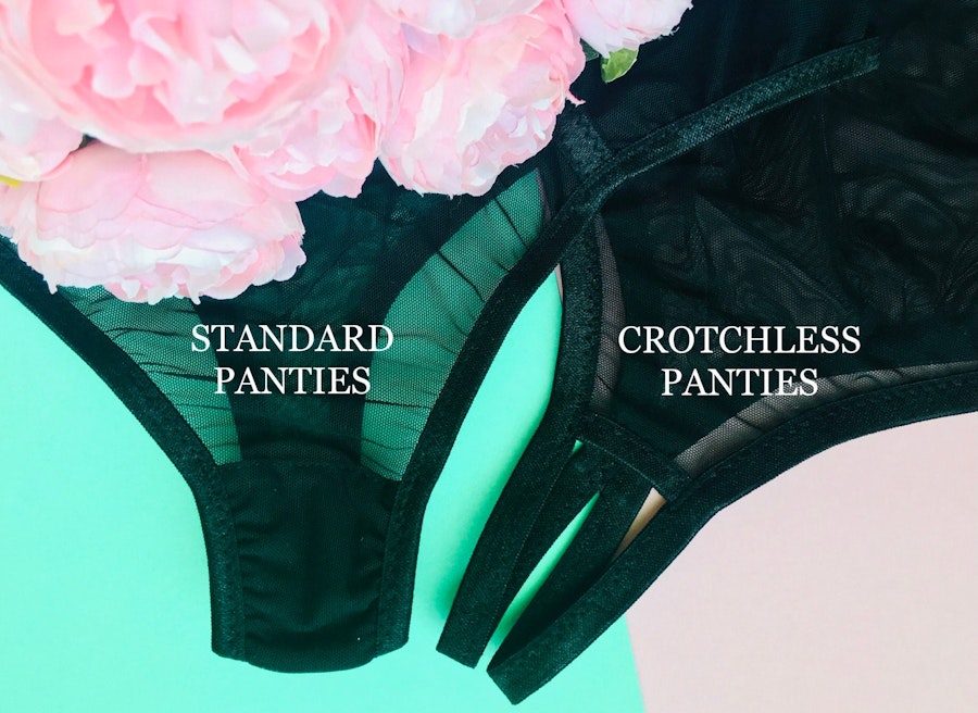 See Through Bodysuit made of soft mesh, black lingerie set, crotchless lingerie Image # 147027