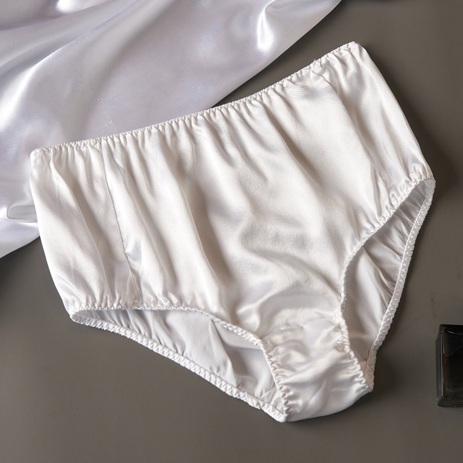 Pearl White Pure Mulberry Silk French Cut Panties | High Waist | 22 Momme | Float Collection Image # 149022