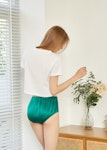 Emerald Green Pure Mulberry Silk French Cut Panties | High Waist | 22 Momme | Float Collection Thumbnail # 149079
