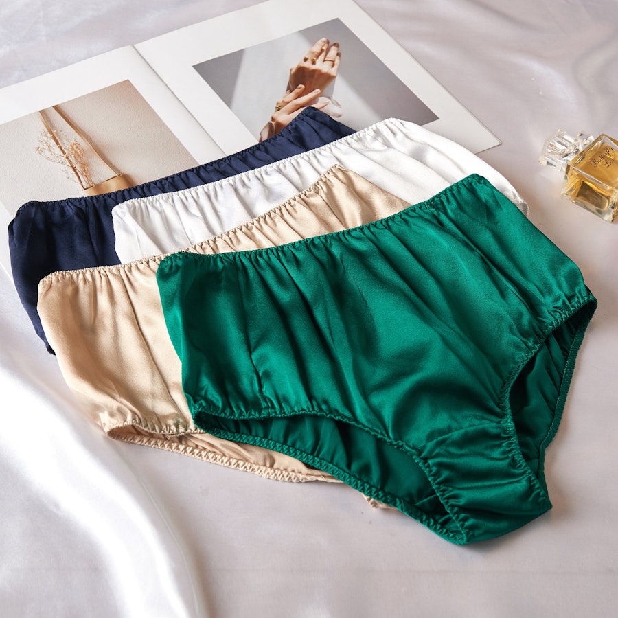 Emerald Green Pure Mulberry Silk French Cut Panties | High Waist | 22 Momme | Float Collection Image # 149081