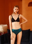 Turquoise Pure Mulberry Silk Bikini Panties | Mid Waist | 22 Momme | Float Collection Thumbnail # 149116
