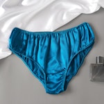 Turquoise Pure Mulberry Silk Bikini Panties | Mid Waist | 22 Momme | Float Collection Thumbnail # 149120