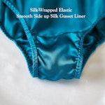 Turquoise Pure Mulberry Silk Bikini Panties | Mid Waist | 22 Momme | Float Collection Thumbnail # 149122