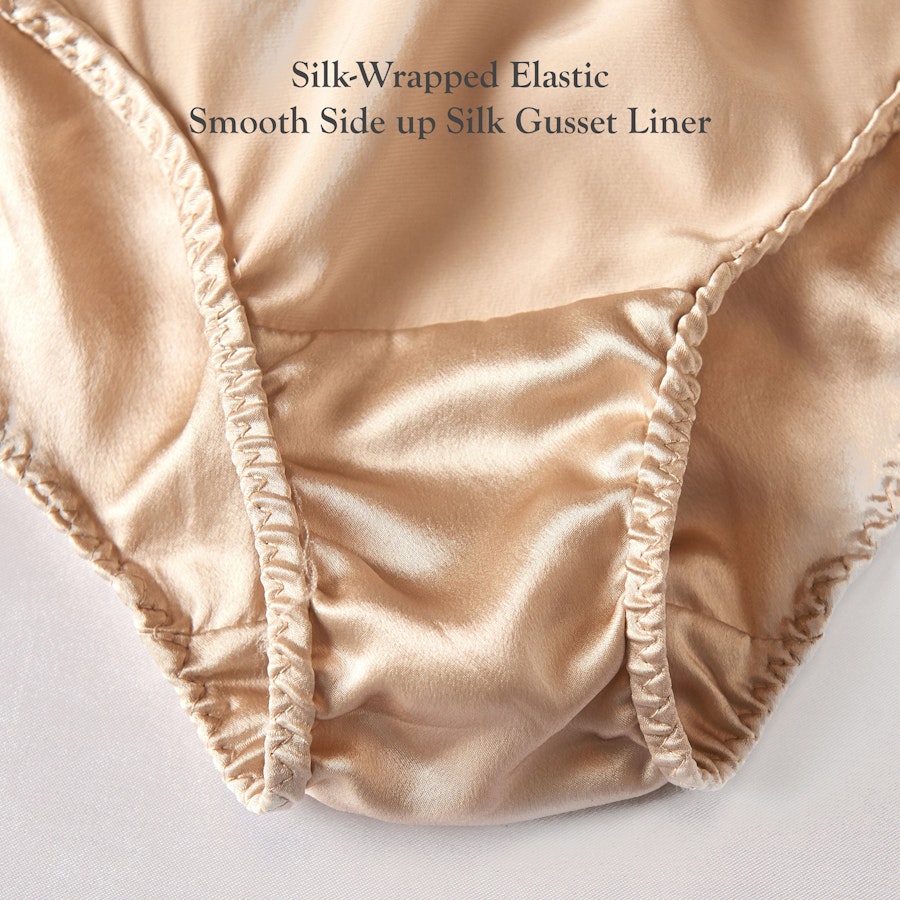 Beige Pure Mulberry Silk French Cut Panties | High Waist | 22 Momme | Float Collection Image # 149149
