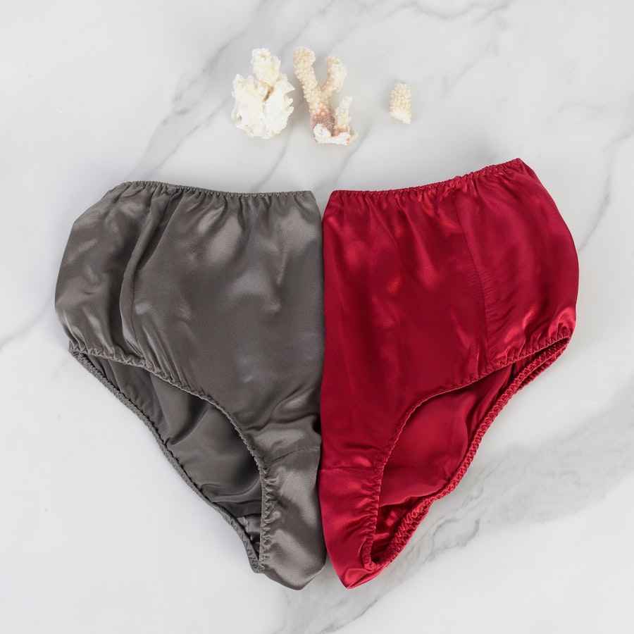 Ruby Pure Mulberry Silk French Cut Panties | High Waist | 22 Momme | Float Collection Image # 149157