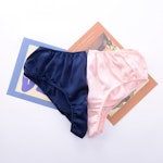 Navy Pure Mulberry Silk Bikini Panties | Mid Waist | 22 Momme | Float Collection Thumbnail # 149237