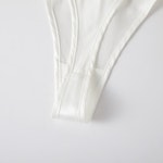 Pearl White Pure Mulberry Silk T-String Pantie | Mid to High Waist Thong | 22 Momme | Float Collection Thumbnail # 149324