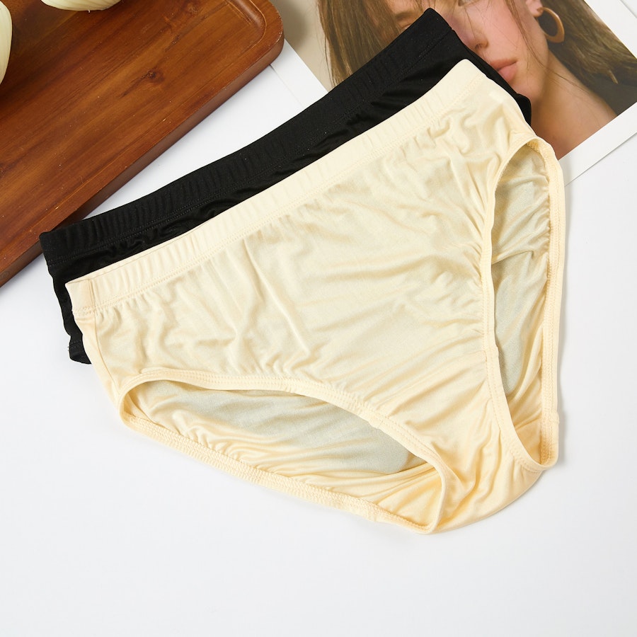Knitted Silk Mid Rise French Cut Pantie | Blonde Pale Ale | Shimmer Collection Image # 149340