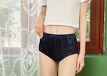 Navy Pure Mulberry Silk French Cut Panties | High Waist | 22 Momme | Float Collection Thumbnail # 149435